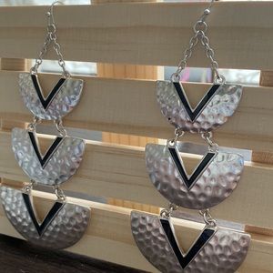 Silver and Black Dangle Earrings